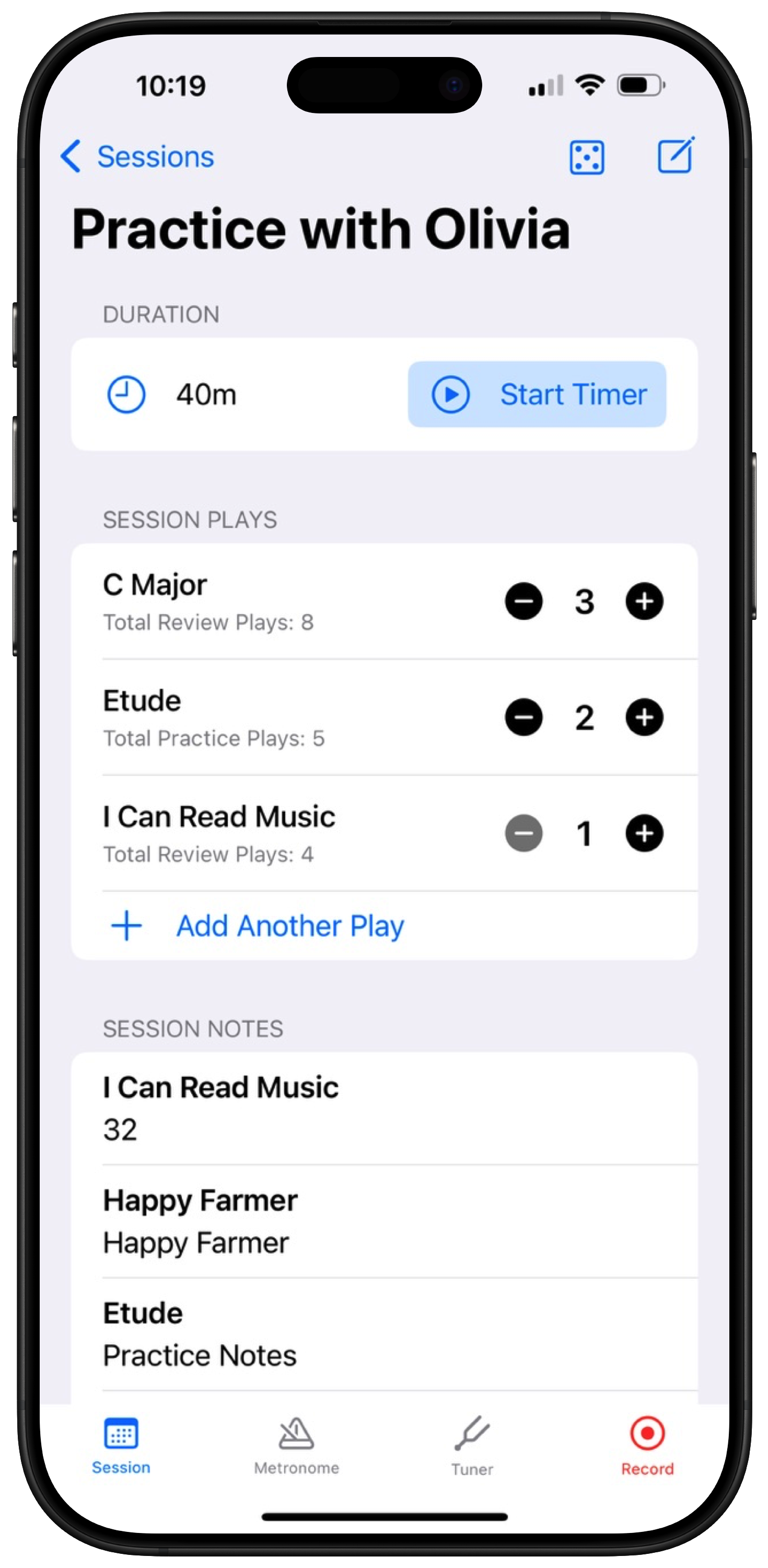 Session Details Screenshot